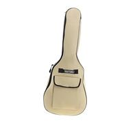 QUXVUIS Étui pour guitare électrique, housse de transport avec double rembourrage, bretelles réglables, poches spacieuses pour accessoires et draps, tissu Oxford, double, beige, 106 x 42 x 13 cm