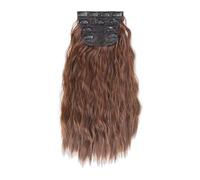 QUXVUIS Extensions de cheveux faciles à clipser, cheveux d'apparence naturelle, doux, ensemble de quatre pièces perruque longue et ondulée, augmente le Volume des, Marron clair, 55CM