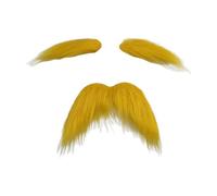 QUXVUIS Fausses Moustaches Fantaisie à Coller pour Une Apparence accrocheuse dans Les Jeux de rôle et Les événements festifs. Ensemble de Fausses Moustaches Auto-adhésives, Jaune, Barbe 12.5 x 7 cm