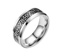 QUXVUIS Femme à la mode anneau hommes large en acier inoxydable graver breloque ornement bijoux fête bande accessoires de mariage cadeau, Blanc, Taille 9