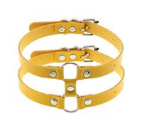 QUXVUIS Femmes en cuir tour de cou pendentifs couleur unie collier court Style Punk collier de cou accessoire mode cous ornements, Jaune