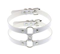QUXVUIS Femmes en cuir tour de cou pendentifs couleur unie collier court Style Punk collier de cou accessoire mode cous ornements, Blanc
