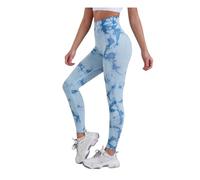 QUXVUIS Femmes Fesses Leggings Gym Tie Dye Hip Lift Taille Haute Pantalon Pantalons De Survêtement Collants Entraînement Courir Cyclisme Fitness Yoga, Bleu Clair, M