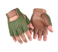 QUXVUIS Gants de Golf en Cuir Premium antidérapants, Doigts Ouverts, Respirants et multifonctionnels pour Hommes - Idéaux pour Le Fitness et Le Sport, Marron + Vert