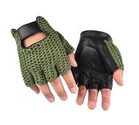 QUXVUIS Gants de Golf en Cuir Premium antidérapants, Doigts Ouverts, Respirants et multifonctionnels pour Hommes - Idéaux pour Le Fitness et Le Sport, Noir + Vert