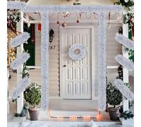 QUXVUIS Guirlande de Noël, pointes givrées torsadées argentées avec ornements suspendus, texture et parfaite pour la décoration de Noël, Bleu