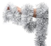 QUXVUIS Guirlande de Noël, pointes givrées torsadées argentées avec ornements suspendus, texture et parfaite pour la décoration de Noël, argent