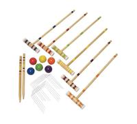 QUXVUIS Jeu de Croquet Dynamique pour Six Joueurs avec Accessoires Essentiels, notamment maillets en Bois et Boules de Couleur. Sport d'extérieur Amusant. Jeu de Croquet