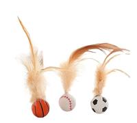 QUXVUIS Lot de 3 Jouets pour Animaux de Compagnie pour taquiner Les Chats avec Balle élastique rebondissante pour Chat, Fournitures Relaxation pour Animaux Compagnie, Jouet en Tissu pour Chat, Balle