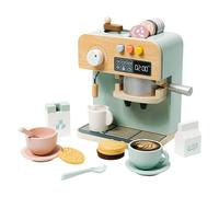 QUXVUIS Machine à café Jouet pour Enfants, Ensemble de Cuisine en Bois avec Machine à café et Service thé interactifs pour Enfants.