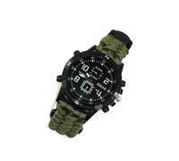 QUXVUIS Montre de Survie Outils de Camping Équipement de randonnée Torche Structure en Alliage Coque Robuste Polyvalent Cadeau Doux Gadget d'urgence, armée Verte