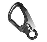 QUXVUIS Mousqueton de sécurité Professionnel en Forme de D Robuste Escalade Caribeener Clips Outils Survie Boucle, Noir
