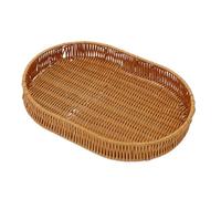 QUXVUIS Panier de rangement tressé à la main, élégant plateau de service pour café, fruits et en-cas, décoration intérieure raffinée, plateau table en osier, corbeilles à pain, panier thé,