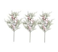 QUXVUIS Pays des merveilles d'hiver avec pics de cèdre floqués artificiels, durabilité et flexibilité, fleurs de noël artificielles réalistes, baies flocon neige, 3 bâtons