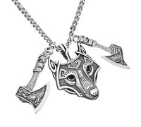 QUXVUIS Pendentif suspendu collier tête de loup corbeau colliers Original Animal alliage bijoux accessoires mode hommes et femmes, Argent
