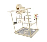 QUXVUIS Perchoir pour Oiseaux avec Aire de Jeux Interactive à Trois Niveaux et échelles d'escalade pour Un Exercice Optimal des Petites espèces d'oiseaux.