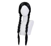 QUXVUIS Perruque à frange moyenne du mercredi, facile à entretenir et réutiliser, fabriquée en soie haute température, confortable et durable