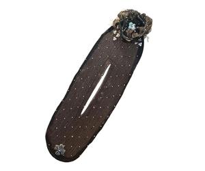 QUXVUIS Pince torsadée à la mode pour femmes, maille utilisée, Texture délicate, ne se décolore pas facilement, les mèches de cheveux fixes ne se détachent pas facilement, Perles de fleurs noires