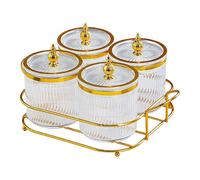 QUXVUIS Plateau à Fruits secs avec Couvercle, Plat de Service apéritif pour Les fêtes, Fruits secs à la Maison, Transparent, 3 Compartiments, Clair, 4 grilles