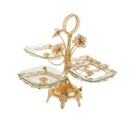 QUXVUIS Plateau de service à fruits en verre élégant, plat à plusieurs étages raffiné, idéal pour la décoration de comptoirs, tables restaurants et mariages. Plateau gâteaux, fruits et