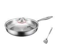 QUXVUIS Poêles à frire antiadhésives avec couvercle plat, casseroles à économie d'énergie, antirouille, sans revêtement, faciles nettoyer, thermique uniforme, idéales pour, 26 cm