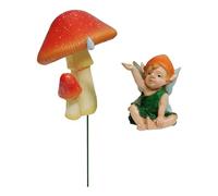 QUXVUIS Pot de Fleurs décoratif pour Jardin, Maison de poupée, Statue en résine, Accessoires de Jardin féerique, Figurine Elfe Champignon enchanteur, Accessoires de
