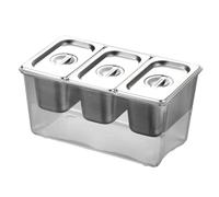 QUXVUIS Présentoir à condiments réfrigérés à compartiments amovibles pour bars thé et salons de thé au lait (3 compartiments), 3, 33 x 20.2 x 18 cm