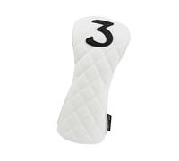 QUXVUIS Protège-tête de Golf Tendance en Cuir PU, protège-Club de Golf élégant avec Fermeture sécurisée et Ajustement Parfait. Manchon en Cuir PU Amusant, protège-Cou Long, Blanc, Non 3