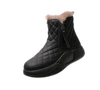 QUXVUIS Restez actif les jours froids avec ces bottes de neige à plateforme à moyen de couleur unie pour femmes, imperméables et antidérapantes pour le Camping, Noir, 36 mètres