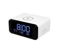 QUXVUIS Réveil Haut-Parleur Bluetooth avec Transmission Acoustique Haute fidélité pour répondre pour aux Besoins de Musique sans Fil réveil numérique, Blanc, Quatre en Un