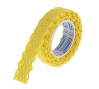 QUXVUIS Rouleau de ruban de dentelle dense, ruban décoratif en tissu avec une Pour bonne adhérence pour les travaux manuels bricolage, feston décoratif d'un côté, jaune, 15mm