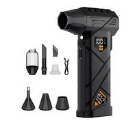 QUXVUIS Souffleur à air comprimé pour Ordinateur/Maison/extérieur/Voiture, Mini souffleur à 4 Vitesses réglable avec lumière LED