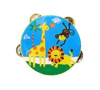 QUXVUIS Tambourin portatif à double rangée de cordes, instrument de percussion dynamique idéal pour l'éveil musical des enfants et le plaisir jouer, Animal, 15 cm