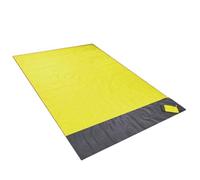 QUXVUIS Tapis de plage pliable anti-sable en plein air voyage sac à couverture Portable poche à fermeture éclair randonnée matelas de couchage avec piquets, Jaune
