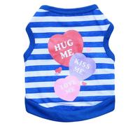 QUXVUIS Vêtements d'été Gilets Lettre Rayures imprimés Costumes de Mode vêtements Veste pour Petits Chiens de Compagnie Teddy Chihuahua, Bleu, L