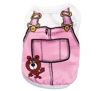 QUXVUIS Vêtements pour Chiots Cadeau Doux Pas de Boucles Gilet pour Chien Respirant Chiens T-Shirts Printemps et été Style Simple Chemise pour Animaux de Compagnie, Motif Ours Rose, S