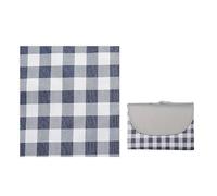 QUYBSGWJ Couverture De Camping Grande Classique À Carreaux, Pliable Et Portable, Tapis Imperméable Tout-en-Un avec Rangement,Dark Blue,150 * 200cm