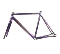 QUYCOIU 49Cm 52Cm 55Cm 58Cm Cadres De Vélo À Pignon Fixe 700C Cadre De Vélo Alliage D'aluminium Fourche Dégagement Rapide 100/120Mm Frein C Cadre De Vélo Course Sur Piste(Purple-B,52cm)