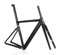 QUYCOIU 700C Cadre De Vélo De Route 50cm 52cm Cadres Breaking Racing Fourche Carbone Alliage D'aluminium Cadre Freins Sur Jante 100/135Mm Blocage Rapide BB68 Mm(Black,52cm)
