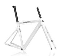 QUYCOIU 700C Cadre De Vélo De Route 50cm 52cm Cadres Breaking Racing Fourche Carbone Alliage D'aluminium Cadre Freins Sur Jante 100/135Mm Blocage Rapide BB68 Mm(White,52cm)