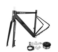 QUYCOIU 700c Cadre De Vélo Route Fourche 19"20" À Démontage Rapide 9x100/10x135Mm Cadre Freins À Disque Alliage D'aluminium 6061 Câblage Semi-interne Boîtier Pédalier 68Mm(Black,20")