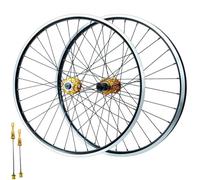 QUYCOIU Jeu De Roues Pour VTT 26/27,5/29" Freins À/V Disque À Six Boulons Serrage Rapide 9×100/10×135Mm 32 Trous Jantes En Alliage D'aluminium Cassette 7-12 Vitesses 32 Rayons(Gold,27.5in)