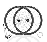QUYCOIU Jeuroues Pour Vélo Route 700C Fibre De Carbone 35/38/42Mm Jantes En Alliage D'aluminium Frein À Disque À 6 Broches Blocage Rapide 100/135Mm Cassette 8-12 Vitesses(38mm)