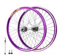 QUYCOIU Jeux De Roues Pour VTT Roues De 26/27,5/29" Moyeu 32H Blocage Rapide À L'avant 9×100Mm Fixation Boulons À L'arrière 10×135Mm Jantes En Aluminium DH/AM Descente/Tout-terrain(Purple-b,26in)