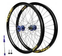 QUYCOIU Jeux De Roues Pour VTT Roues De 26/27,5/29" Moyeu 32H Blocage Rapide À L'avant 9×100Mm Fixation Boulons À L'arrière 10×135Mm Jantes En Aluminium DH/AM Descente/Tout-terrain(Black-g,26in)