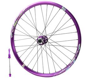 QUYCOIU Roue Avant De VTT 24/26/27,5/29" Moyeu À Démontage Rapide 9×100Mm 2 Roulements Frein À Disque Base En Acier 6 Griffes Et 3 Vitesses Jante En Alliage D'aluminium Roue De Vélo(Purple,27.5in)