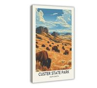 QUYHGAG Castle State Park Poster rétro sur toile pour chambre à coucher, bureau, chambre, cadeau 30 x 45 cm