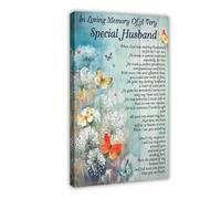 QUYHGAG Impression sur toile « In Memory of My Husband » - Décoration de chambre à coucher, bureau, chambre - Cadeau - 60 x 90 cm