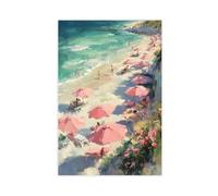 QUYHGAG Impression sur toile pour décoration murale de salon, chambre à coucher - Motif côte de parapluie rose - 20 x 30 cm