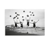 QUYHGAG Impression sur toile représentant un saut sur la plage - Décoration murale pour salon, chambre à coucher - 40 x 60 cm